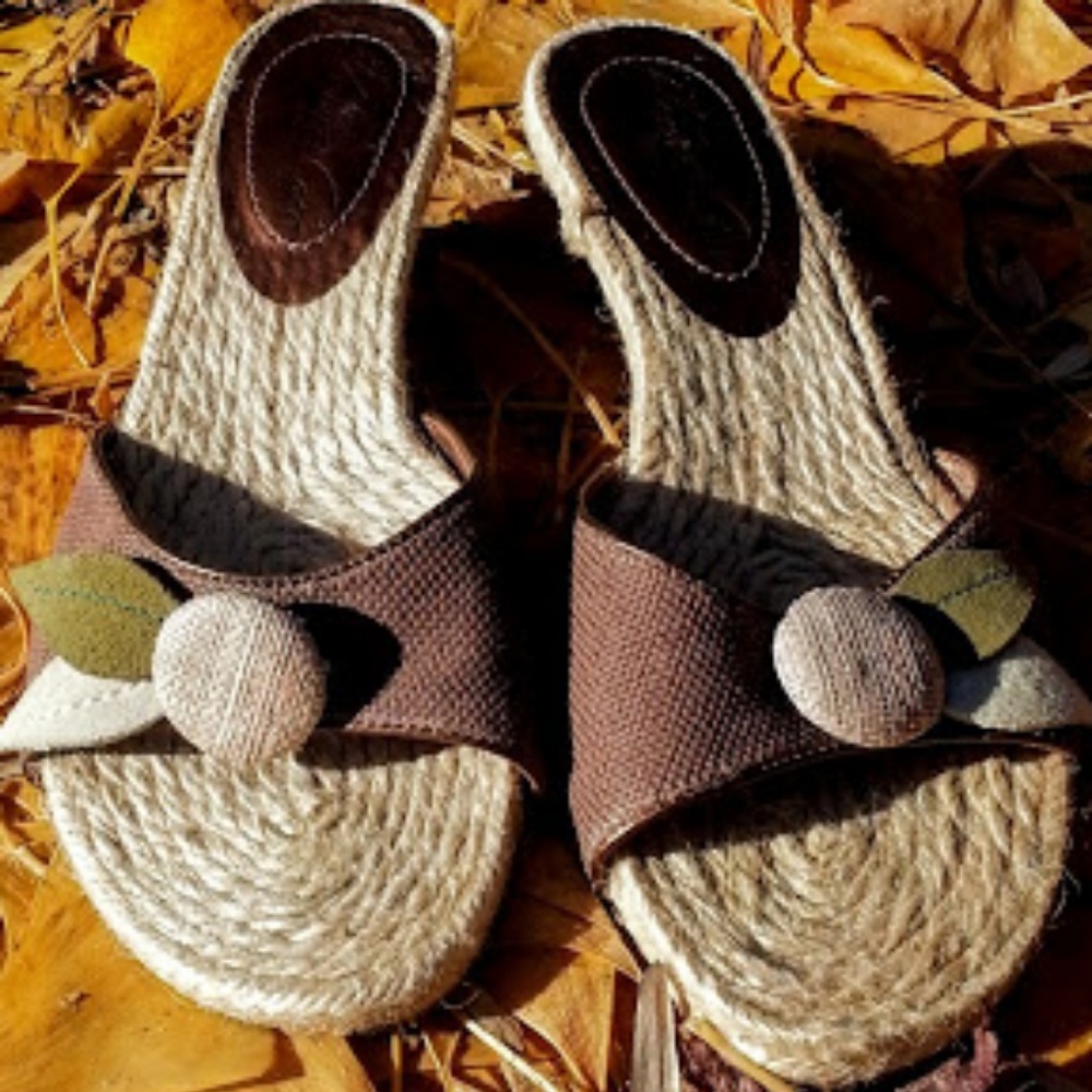 Kenneth Cole Brown Green linen jute-soled slide sandals size 7 - Picture 4 of 7